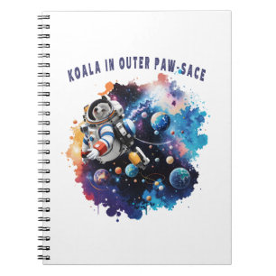 Caderno Espiral Cute Koala no Outer Paw-sace, Astronauta de Koala