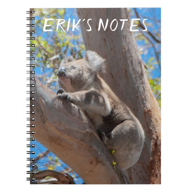 Caderno Espiral Cute Koala Subindo uma Árvore Personalizada (Frente)