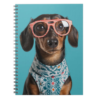 Caderno Espiral Cute Little Dachshund With Red Glasses