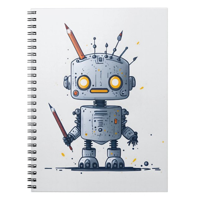 Caderno Espiral cute little robot IA and books 2 (Frente)
