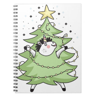 Caderno Espiral Cute Merry Christmas unicorn