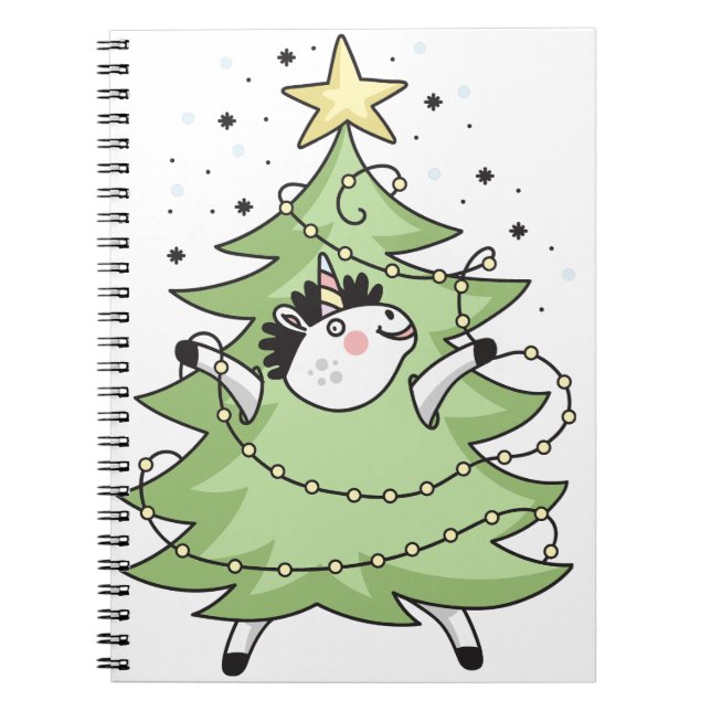 Caderno Espiral Cute Merry Christmas unicorn (Frente)