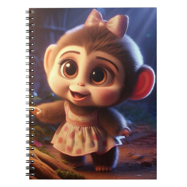 Caderno Espiral Cute monkey in a dress (Frente)