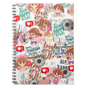 Caderno Espiral Cute Motivacional – Citação Positiva Kawaii 