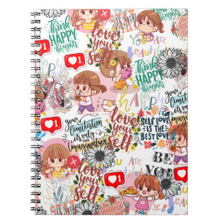 Caderno Espiral Cute Motivacional – Citação Positiva Kawaii