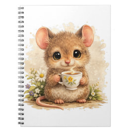 Caderno Espiral Cute Mouse Tea Spiral Notebook Kawaii