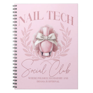 Caderno Espiral Cute Nail Tech Coquette Nail Clube Social Polonês