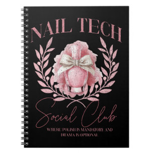 Caderno Espiral Cute Nail Tech Coquette Nail Clube Social Polonês