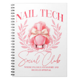 Caderno Espiral Cute Nail Tech Coquette Nail Clube Social Polonês