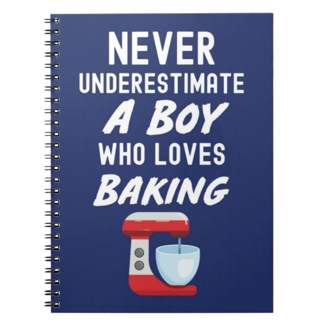 Caderno Espiral Cute Navy Blue Baking Gifts For Baby Boy Kid Baker (Frente)