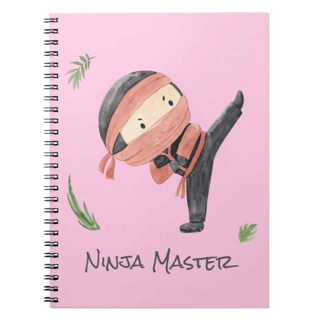 Caderno Espiral Cute Ninja Warrior - Kids Nome Personalizado (Frente)