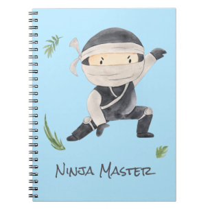 Caderno Espiral Cute Ninja Warrior - Kids Nome Personalizado