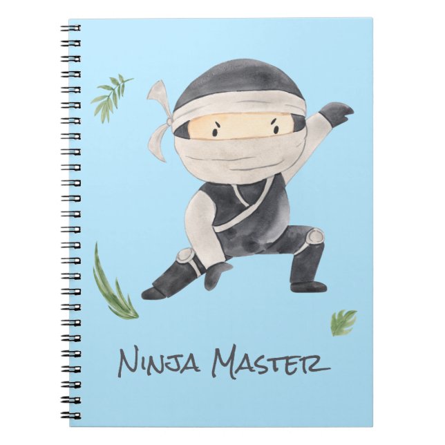 Caderno Espiral Cute Ninja Warrior - Kids Nome Personalizado (Frente)