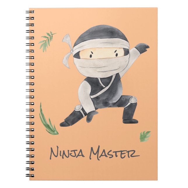 Caderno Espiral Cute Ninja Warrior - Kids Nome Personalizado (Frente)