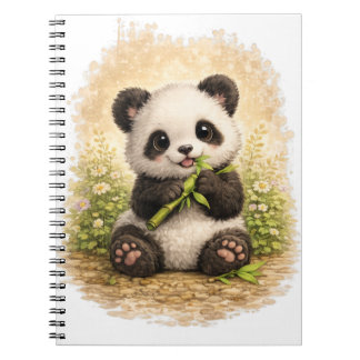 Caderno Espiral Cute Panda Bamboo Spiral Notebook Kawaii