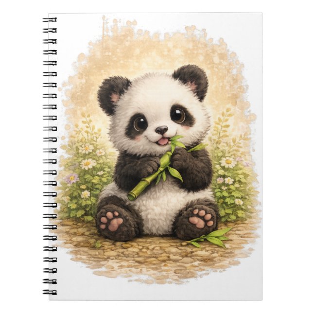 Caderno Espiral Cute Panda Bamboo Spiral Notebook Kawaii (Frente)