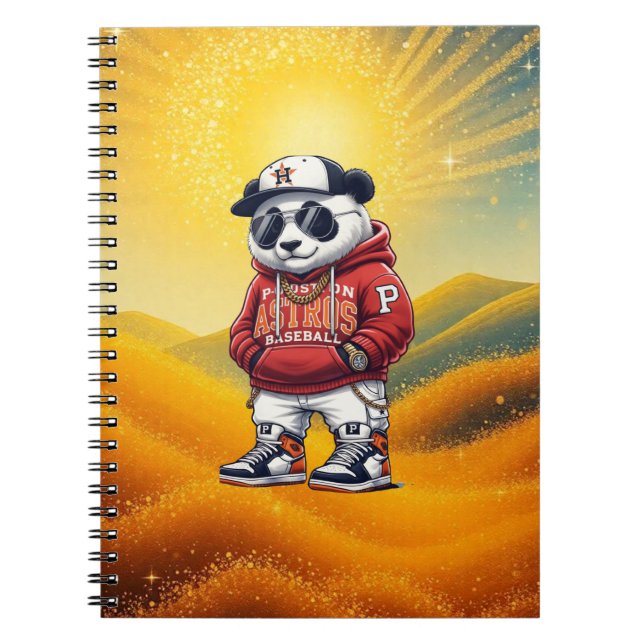 Caderno Espiral Cute Panda Fashion Style – Adorable Panda Outfit  (Frente)