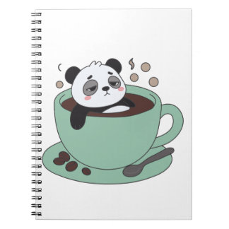 Caderno Espiral Cute Panda In Coffee Cup Coffee Lover Gift