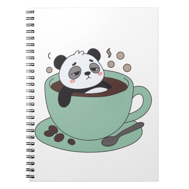 Caderno Espiral Cute Panda In Coffee Cup Coffee Lover Gift (Frente)