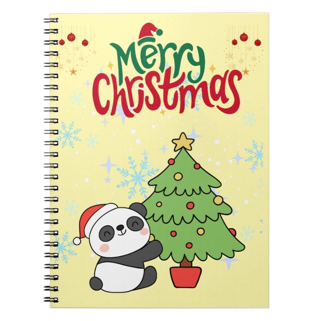Caderno Espiral cute panda merry Christmas note book (Frente)