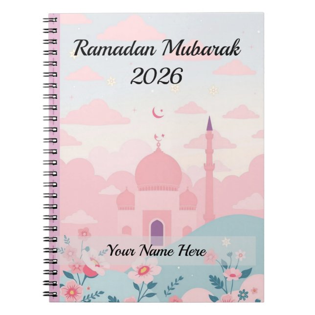 Caderno Espiral Cute Pastel Rosa Ramadão (Frente)