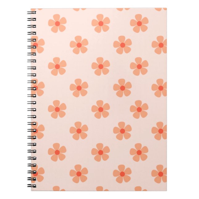 Caderno Espiral Cute Peach Flower Pattern Minimal Floral Aesthetic (Frente)