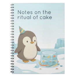Caderno Espiral Cute Penguin Cake | Dry Humour Custom Notebook