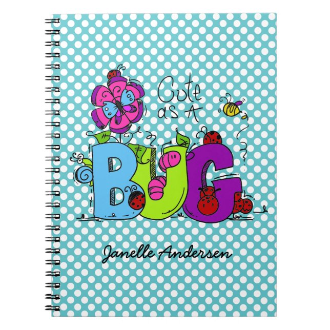 Caderno Espiral Cute personalizado como Diário Inseto (Frente)