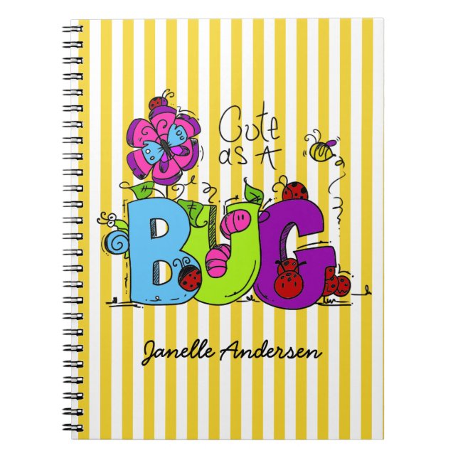 Caderno Espiral Cute personalizado como Diário Inseto (Frente)