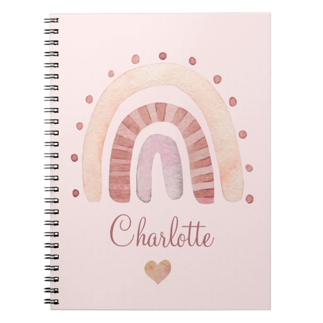 Caderno Espiral Cute Personalized Watercolor Kid's  (Frente)