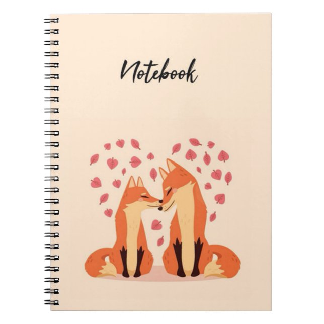 Caderno Espiral Cute Pink Fox Notebook Beautiful Animals Nature (Frente)