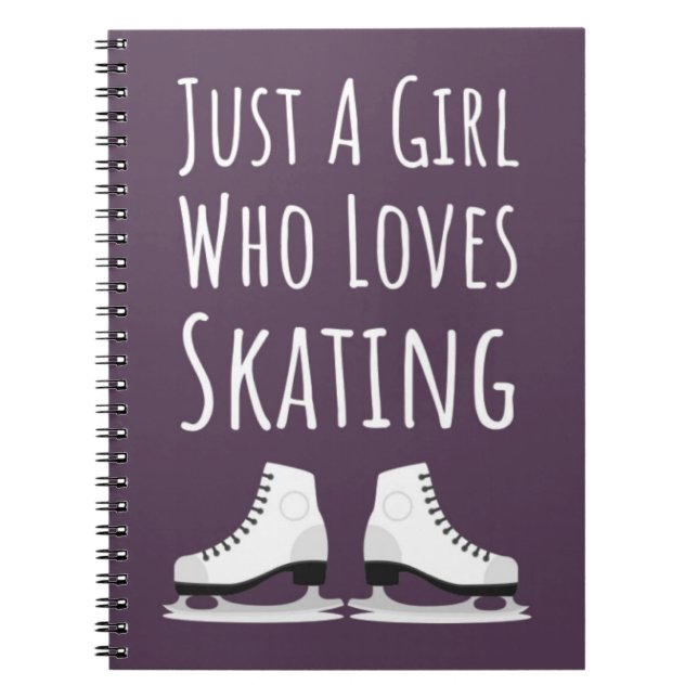 Caderno Espiral Cute Pink Ice Skating Gifts Skater Cool Girls Kids (Frente)