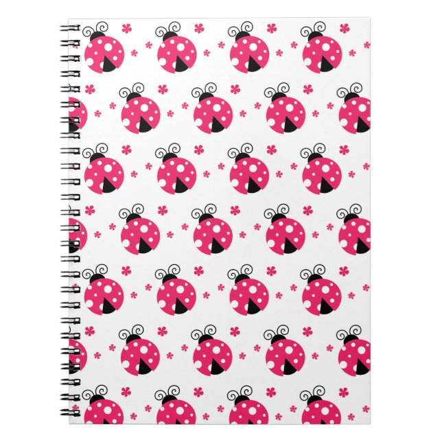 Caderno Espiral Cute Pink Labybirds and Flowers (Frente)
