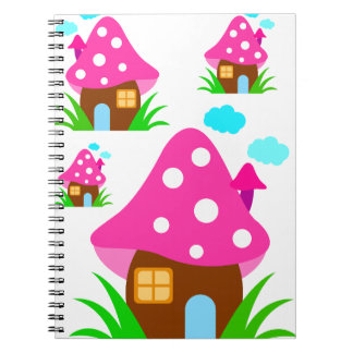 Caderno Espiral Cute Pink Mushroom House and Clouds  Baby Blanket