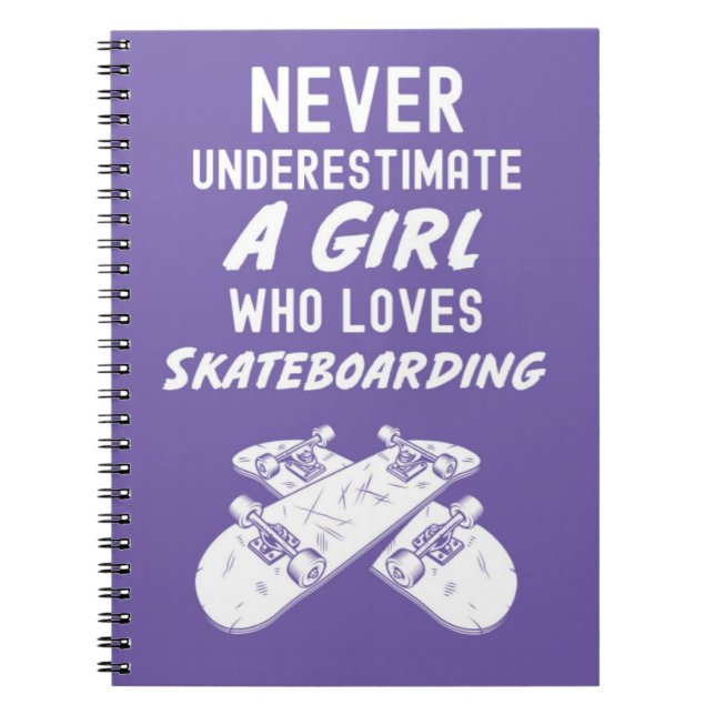 Caderno Espiral Cute Pink Skateboarder Gifts For Girls Skater (Frente)