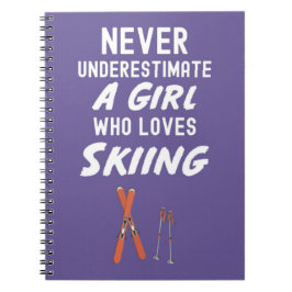 Caderno Espiral Cute Pink Skiing Gifts For Baby Girls Kids Ski 