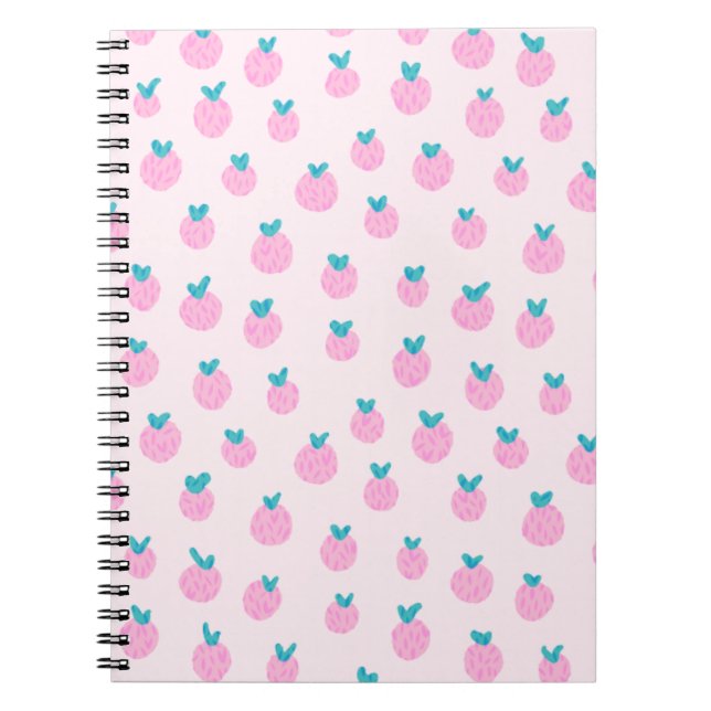 Caderno Espiral Cute Pink Strawberry Pattern – Kawaii Girly (Frente)
