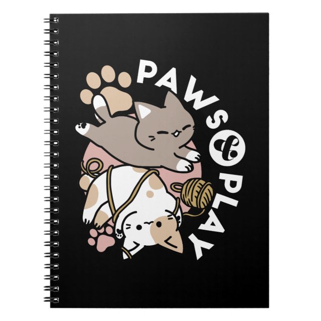Caderno Espiral Cute Playful Cats Design – Fun Paws and Play Art (Frente)