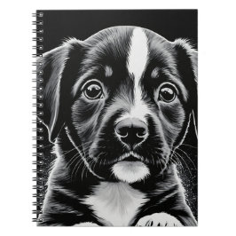 Caderno Espiral Cute Puppy - Black and White Design - Notebook