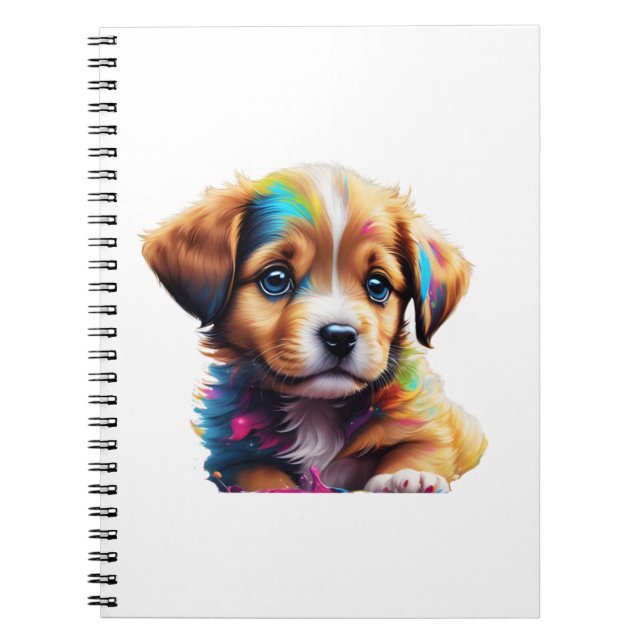 Caderno Espiral Cute Puppy Feita de Cores Líquidas (Frente)