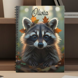 Caderno Espiral Cute Raccoon em queda deixa personalizado