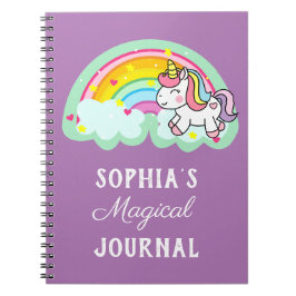 Caderno Espiral Cute Rainbow Magical Unicorn Purple
