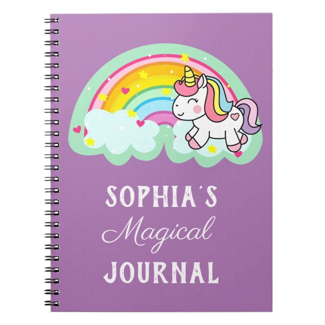 Caderno Espiral Cute Rainbow Magical Unicorn Purple (Frente)