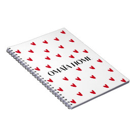 Caderno Espiral Cute Red Hearts Pattern by OMAÏA HOME