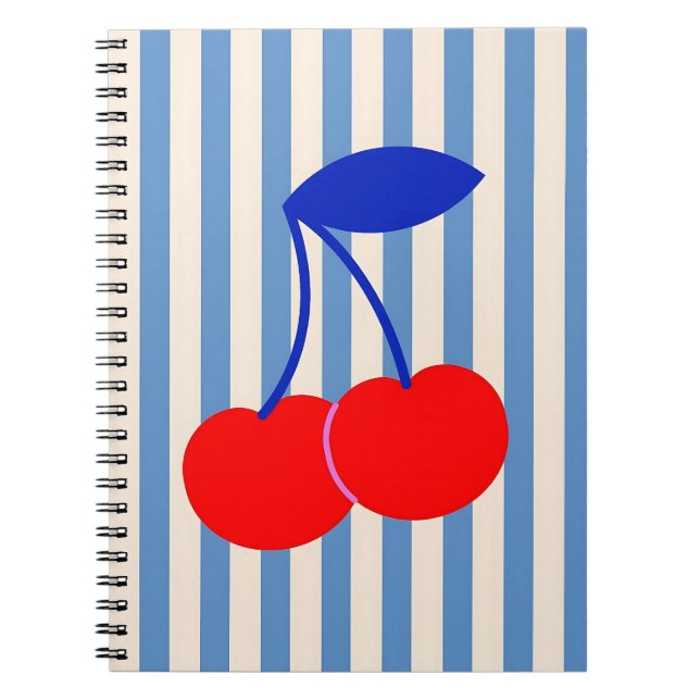 Caderno Espiral Cute Retro Cherry Striped (Frente)