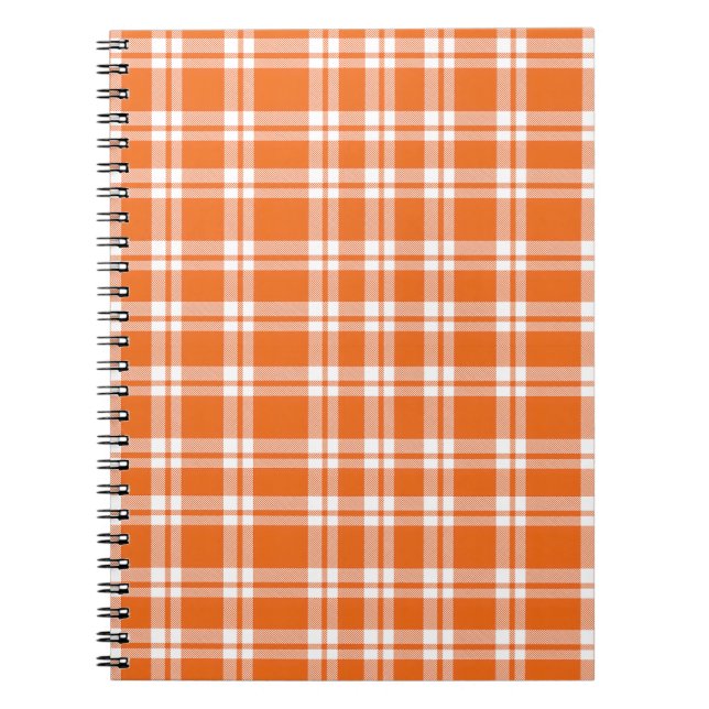Caderno Espiral Cute Retro Orange Gingham Plaid Pattern (Frente)