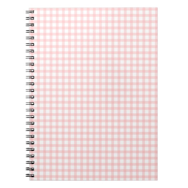 Caderno Espiral Cute Retro Pink Gingham Plaid pattern (Frente)