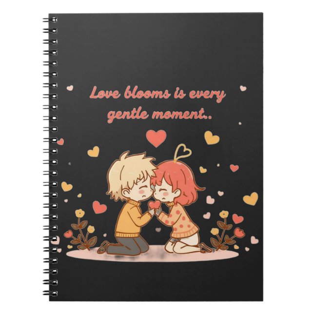 Caderno Espiral Cute Romantic Anime Couple - Love Moment (Frente)