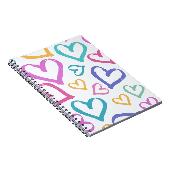 Caderno Espiral Cute Romantic Pastel Hearts (Lado Direito)