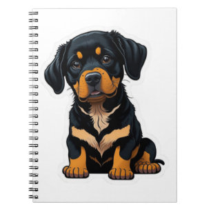 Caderno Espiral Cute Rottweiler - Presentes para Proprietários de 